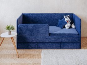 Диван-кровать Happy (синий) в Карасуке - karasuk.mebel-nsk.ru | фото