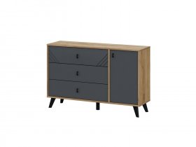 Комод 3ящ. и 1ств. Байкал (дуб крафт золотой/графит) в Карасуке - karasuk.mebel-nsk.ru | фото