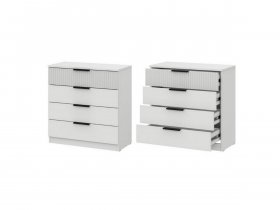 Комод 4 ящика (ЛДСП/МДФ) Эккервуд (белый) в Карасуке - karasuk.mebel-nsk.ru | фото