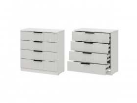 Комод 4 ящика (МДФ) Эккервуд (белый) в Карасуке - karasuk.mebel-nsk.ru | фото