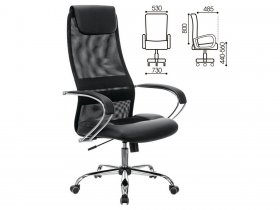 Кресло офисное BRABIX PREMIUM Stalker EX-608 CH, хром, ткань-сетка/кожзам, черное в Карасуке - karasuk.mebel-nsk.ru | фото