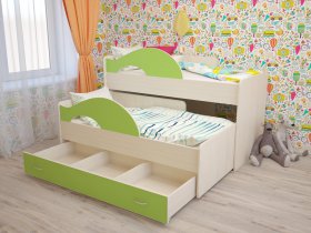 Кровать детская двухуровневая Радуга 80*160 в Карасуке - karasuk.mebel-nsk.ru | фото
