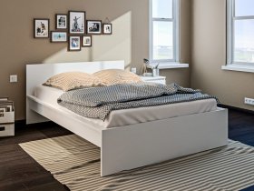 Кровать двуспальная 1,4м Леон СБ-3368 (белый) в Карасуке - karasuk.mebel-nsk.ru | фото