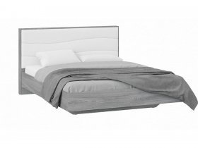 Кровать двуспальная 1,6 м «Миранда» Тип 1 (Дуб Гамильтон/Белый глянец) в Карасуке - karasuk.mebel-nsk.ru | фото