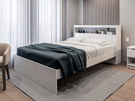 Кровать двуспальная 1,6м Бруклин СБ-3356 (белый) в Карасуке - karasuk.mebel-nsk.ru | фото