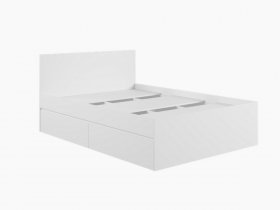 Кровать двуспальная с ящиками 1,4м Мадера-М1400 (белый) в Карасуке - karasuk.mebel-nsk.ru | фото
