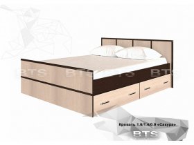 Кровать двуспальная с ящиками 1,4м Сакура (BTS) в Карасуке - karasuk.mebel-nsk.ru | фото
