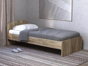 Кровать односпальная 80 с низкой спинкой (дуб крафт серый) в Карасуке - karasuk.mebel-nsk.ru | фото