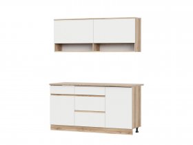 Кухонный гарнитур 1,6м Брауни (дуб делано/белый) в Карасуке - karasuk.mebel-nsk.ru | фото