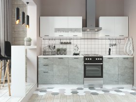 Кухонный гарнитур Дуся 2,0 м (белый глянец/цемент) в Карасуке - karasuk.mebel-nsk.ru | фото