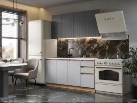 Кухонный гарнитур Ника 1,6 м (графит/серый софт) в Карасуке - karasuk.mebel-nsk.ru | фото