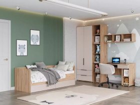 Модульная детская Сицилия (дуб альпийский/тефия) в Карасуке - karasuk.mebel-nsk.ru | фото