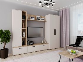 Модульная стенка Верона (сатин/дуб крафт серый) в Карасуке - karasuk.mebel-nsk.ru | фото