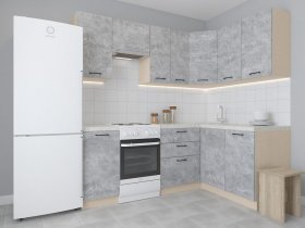 Модульная угловая кухня 1,4м*2,1м Лада (цемент) в Карасуке - karasuk.mebel-nsk.ru | фото