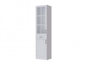 Пенал-витрина Апполия гостиная (белый/белый дуб) в Карасуке - karasuk.mebel-nsk.ru | фото