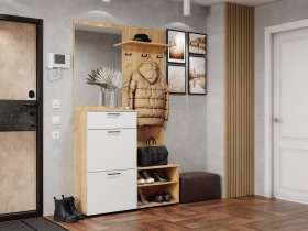 Прихожая Монтана (дуб крафт золотой/белый) в Карасуке - karasuk.mebel-nsk.ru | фото