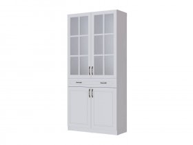 Шкаф-витрина Апполия гостиная (белый/белый дуб) в Карасуке - karasuk.mebel-nsk.ru | фото