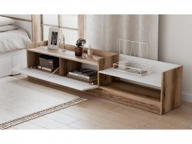 Тумба под ТВ Брауни (дуб делано/белый) в Карасуке - karasuk.mebel-nsk.ru | фото